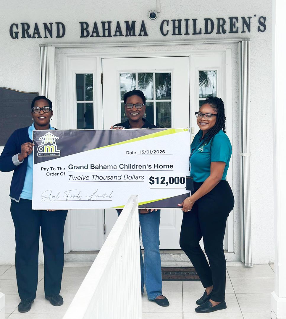 Photo Caption: Pictured Left to Right: Denise Beckles-Swann, Assistant Store Manager, Solomon's Freeport; June Hutcheson, Executive Director Grand Bahama Children's Home; and Moniqua Bain, Marketing Assistant, AML Foods Limited.